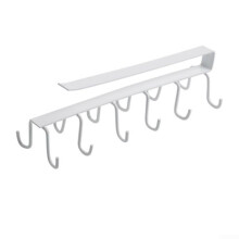 Under Cabinet Cup Rack Metal Hanging Organizer for Kitchen Utensils, Towels and Mugs White