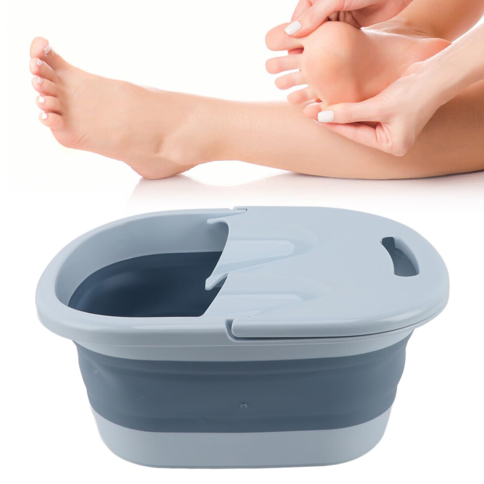 Blue Foldable Foot Bath With Massage Nodes, Pp Silicone Soaking Tub Basin For Home Spa,