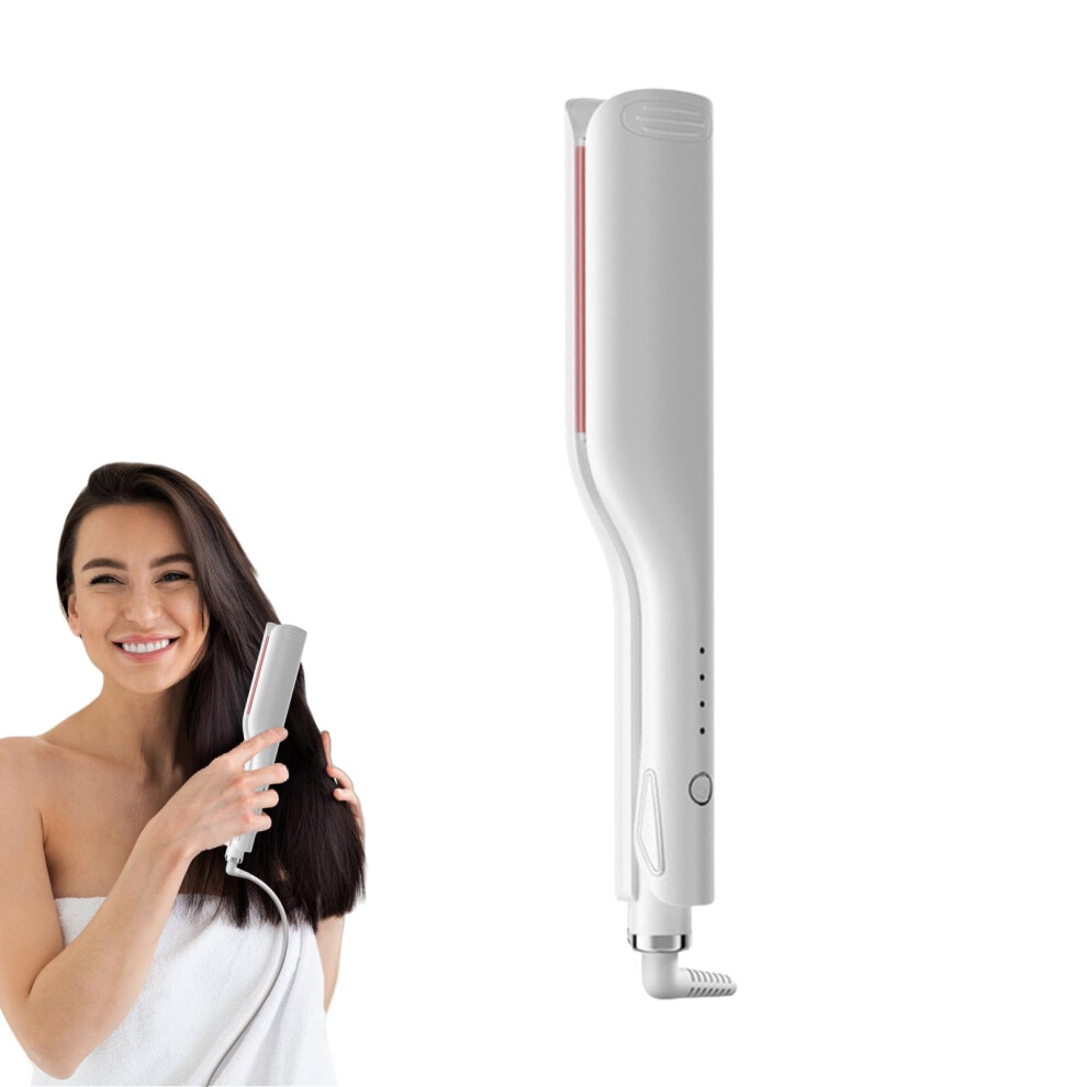 White 25Mm Hair Crimper For Women With Adjustable Temperature Curling Iron Wand, Ceramic Antiscald Grip