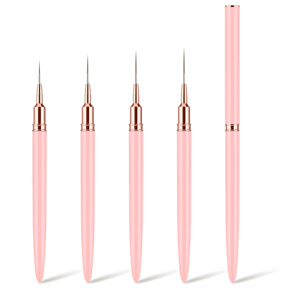Pink Professional 5Pcs Nail Art Liner Brushes Set For Fine Detailing And Gel Polish Drawing 725Mm