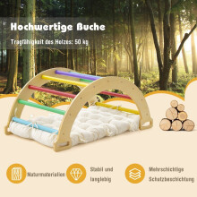 Kletterbogen aus Holz mit Weichem Kissen zum Wippen & Klettern & Krabbeln Klettergerüst Bunt