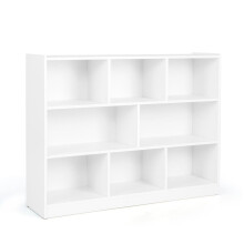 Bibliothèque à 8 compartiments, étagère sur pied à 3 niveaux pour salon, 122 x 32 x 93 cm, blanc