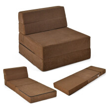 3 in 1 Klappbares Schlafsofa mit Waschbarem Bezug Extra Dick Schaumstoff (15cm) Braun