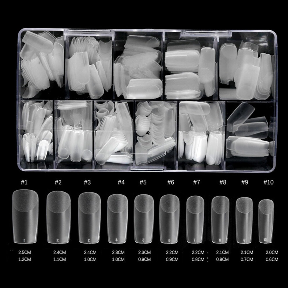 Coffin Fake Nails 500pcs Clear Acrylic Nail Tips Full/Half Cover for Extensions with Box