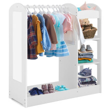 Armadio per vestiti per bambini Armadio per costumi per bambini con specchio 93,5 x 38 x 100 cm bianco