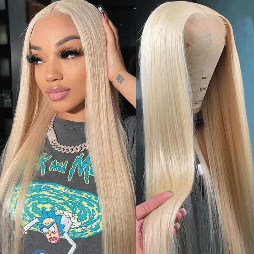 Unisex 613 Blonde 13X6 Hd Lace Front Wig Human Hair, 22 Inch Pre Plucked Glueless, Natural Hairline