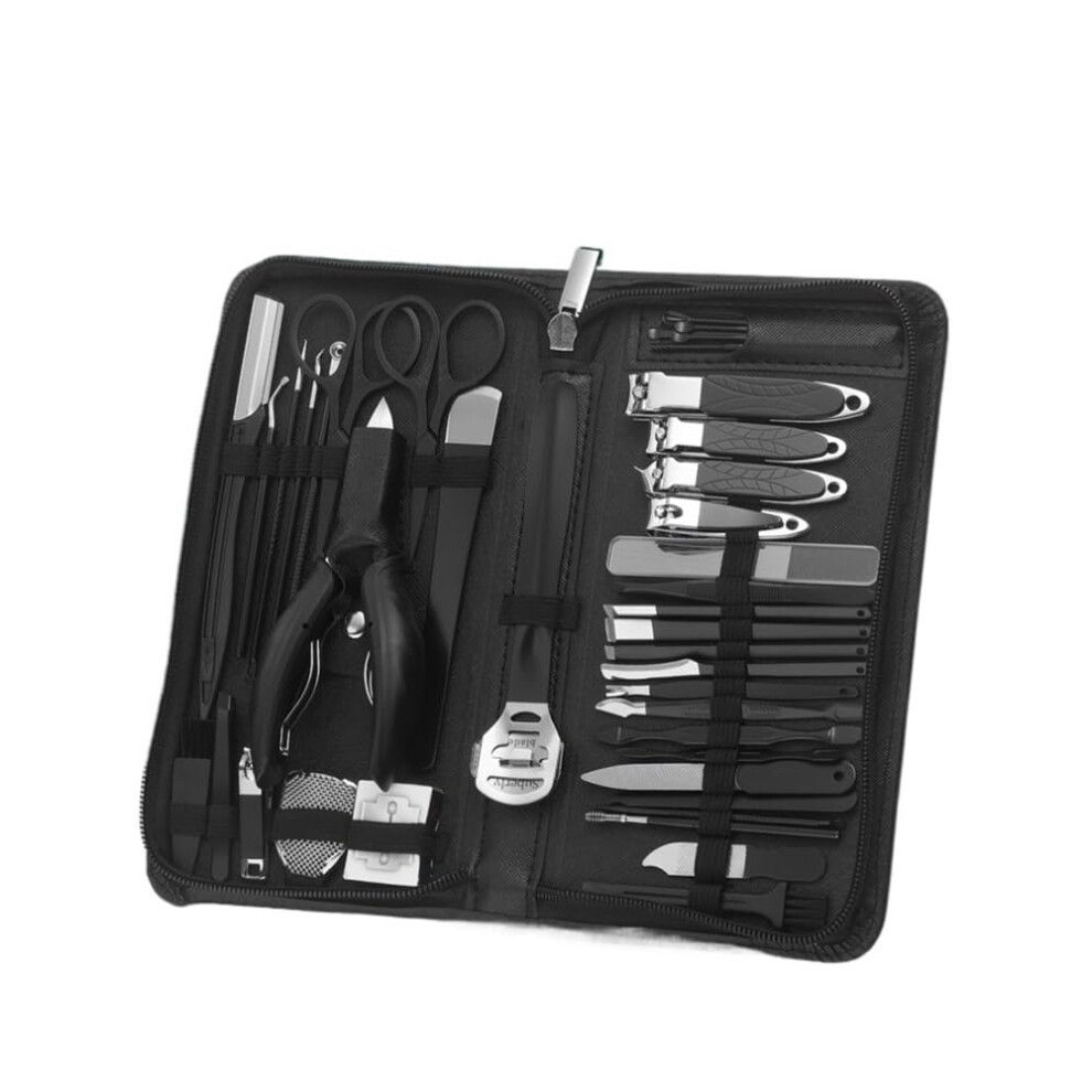 Black 40Piece Stainless Steel Manicure Set With Precision Nail Clippers For Men And Women Â