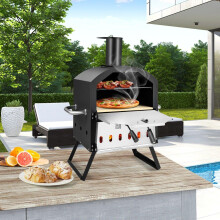 2 rétegű pizzasütő grillrácscal és pizzakővel, pizzalapáttal és vízálló burkolattal