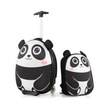 Valigia e zaino per bambini 2 pezzi con ruote e manico telescopico a 3 stadi Trolley per bambini 12"+16" Panda