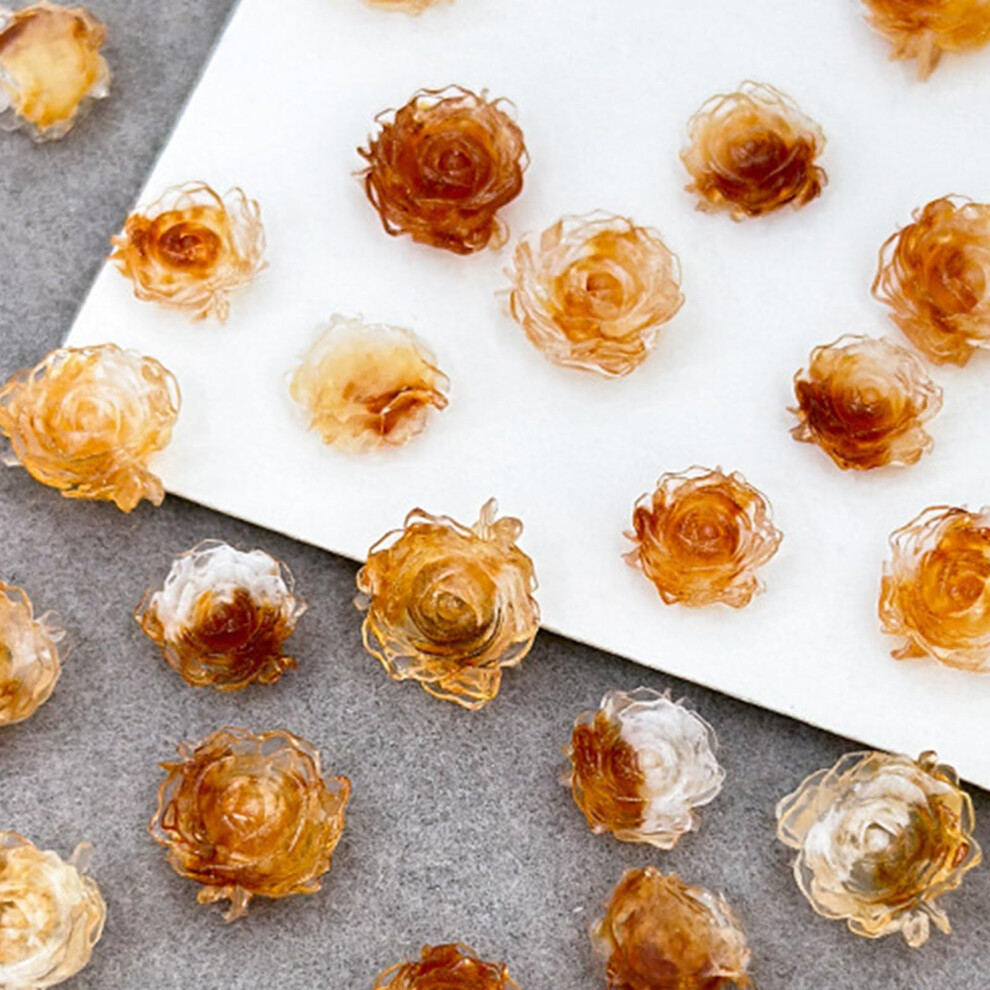 50Pcs 3D Camellia Flower Nail Charms Resin Flatback Floral Decorations for DIY Salon Nails