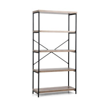 Estante com 5 níveis e estrutura de metal e prateleira de escritório de design industrial cinza