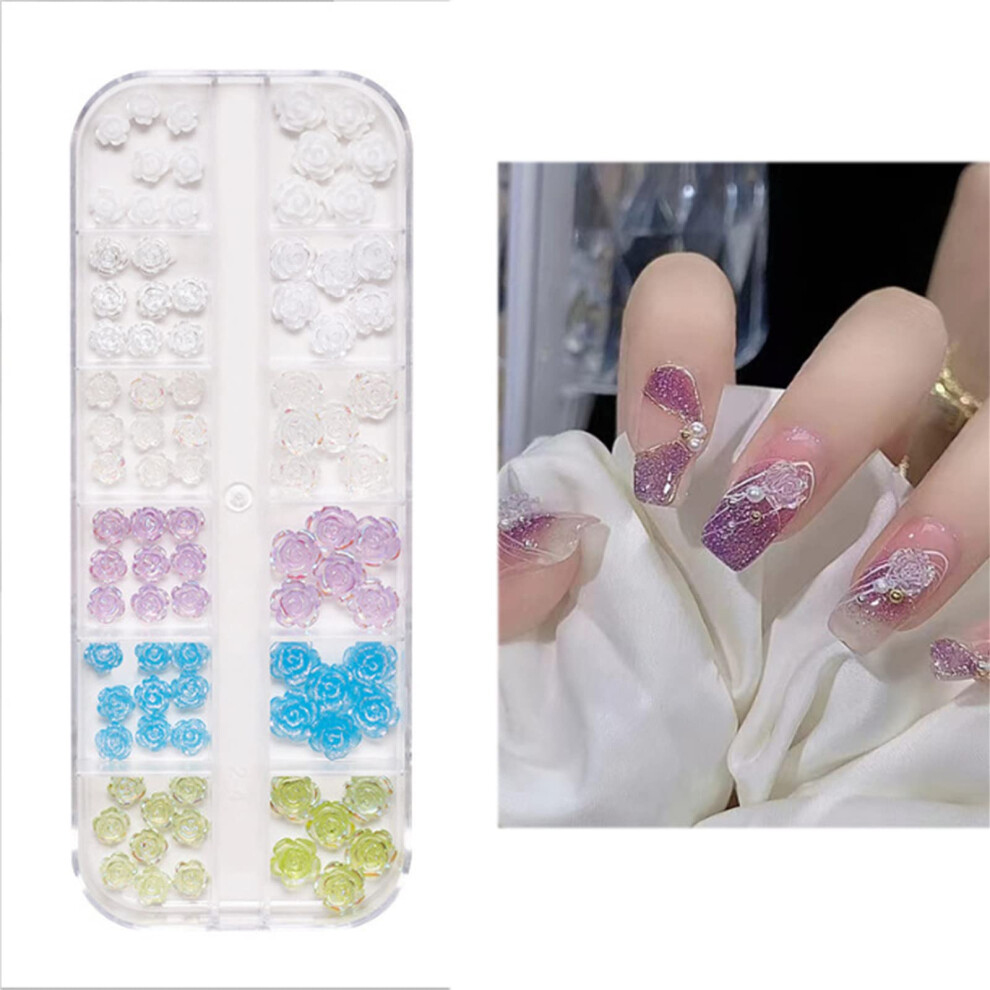 3D Nail Art Decorations Kit with 3D Butterfly Resin Rhinestones, 12 Grids Crystal Sequins Set