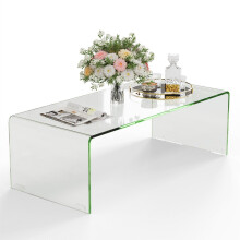 Mesa de centro mesa de vidro Mesa lateral em forma de U de vidro temperado 108 x 50 x 35 cm