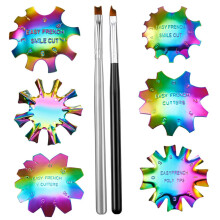 French Nail Art Templates Set with Reusable Stainless Steel Plates, Precise French Tip Guides