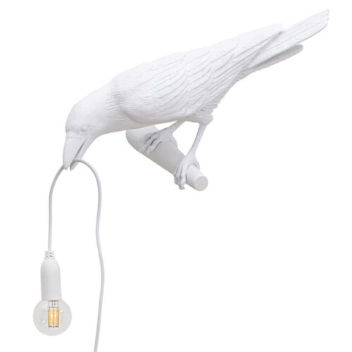 Seletti Bird Μοντέρνο Ιταλικό Φωτιστικό Τοίχου Μαύρο Λευκό Ρητίνης L-WELLNGS λευκό δεξιά