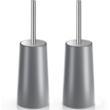 Changmaius WC-Bürste & Halter 2er-Pack, kompatibel mit Edelstahl 304, langer Griff, ergonomische WC-Bürste für Badezimmer, langlebig (Schwarz)