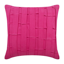 Fuksianpunainen 24x24 tuuman teksturoitu pintuck-tyynynpäällinen, yksivärinen tekomokkanahka neliönmuotoinen tyynynpäällinen, moderni - Pink