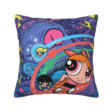 Powerpuff Girls filmbehang, zachte corduroy kussenhoes, 18x18 inch, decoratief kussen voor bank, bed, stoel, woonkamer