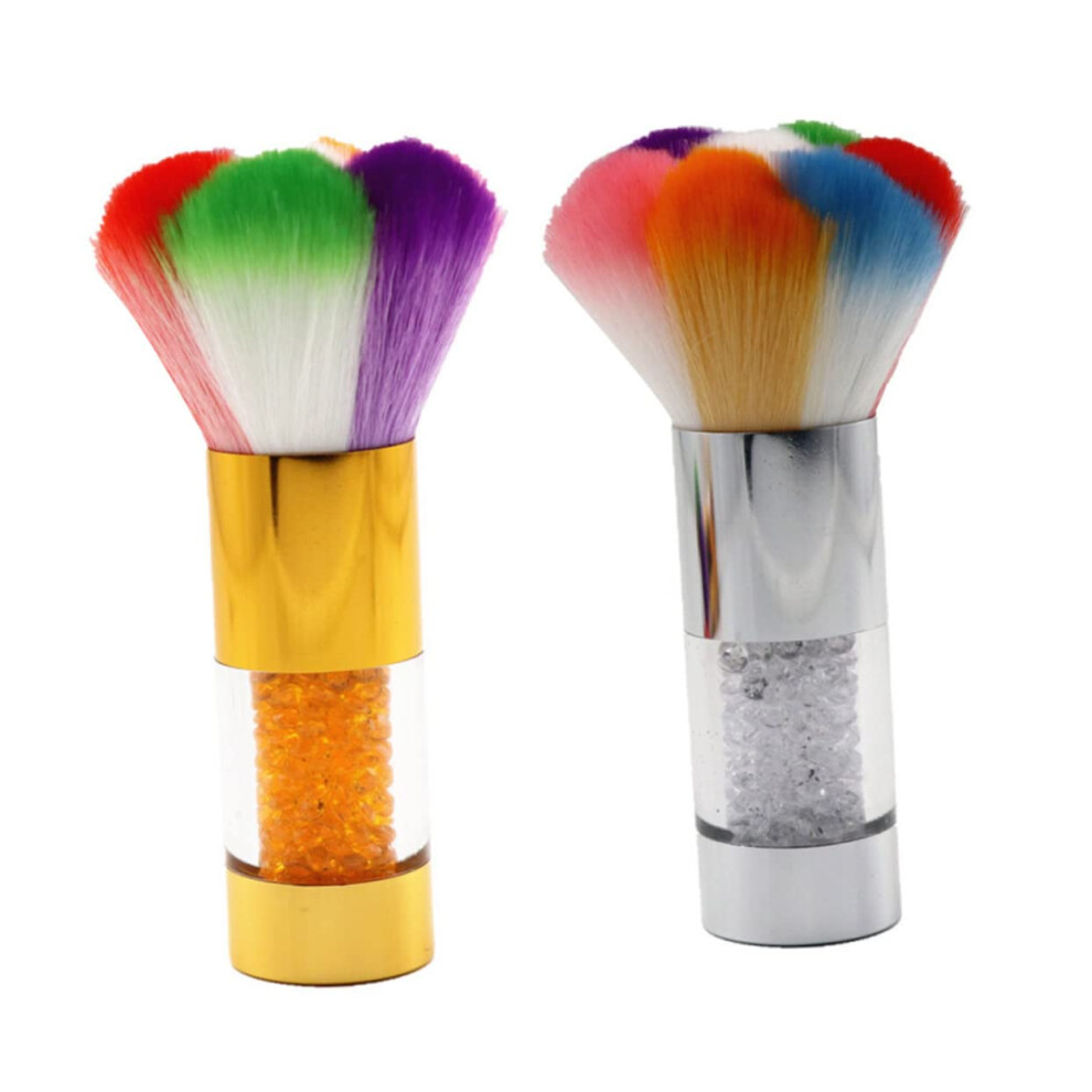 Nail Dust Brush with Soft Bristles and Crystal Handle for Manicure and Makeup Powder