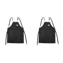 2x Unisex wasserdichte Arbeitsschürze aus Canvas mit 3 Werkzeugtaschen für Werkstatt, Küche, Garten und Töpferei, Schwarz