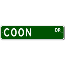 Indicator stradal Coon Drive cu numele de familie, indicator metalic, dimensiune: 4x16 inci