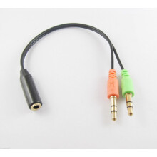 Cabo adaptador de áudio para smartphone com conector de 3,5 mm fêmea para dois conectores de 3,5 mm macho, 20 cm (10 unidades)
