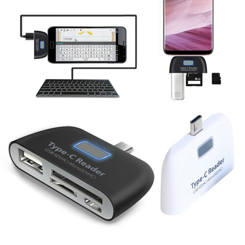 SUSUchens Universal Type C σε USB3 0OTG Hub Adapter Αναγνώστης καρτών μνήμης SD/TF Μαύρο 2