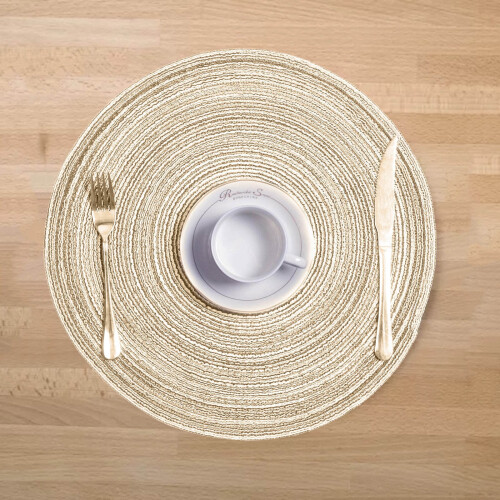 Έναρξη|Εκπτώσεις σουπλών, Σετ σουπλών Coolmade Round Woven με 6 τραπεζάκια φαγητού, Μπεζ, 6