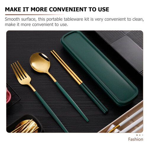 3 σετ φορητών επιτραπέζιων σκευών κουτάλι chopstick πιρούνι επιτραπέζια σκεύη πικνίκ 1
