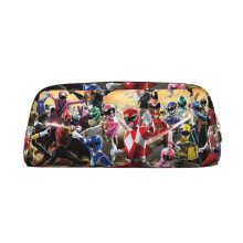 Penar din piele Power Rangers cu husă mică cu fermoar, auriu/argintiu - compatibil cu pixuri, creioane, markere, produse de machiaj, monede