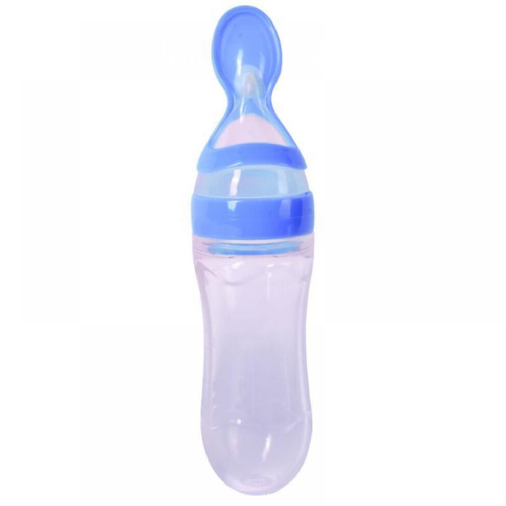 Prettyui-Infant Silica Gel Feeding Bottle With Spoon Food Supplement Rice Cereal Bottle Baby Feeding Bottle Blue/Pink/White