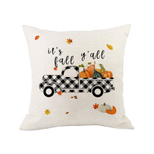 Leinenkissenbezug mit kariertem Auto-Motiv für Thanksgiving, Sofakissenbezug, Kissenbezug für die Rückenlehne, Herbstdekoration für Zuhause