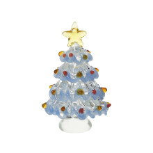 Glass Christmas Tree, Light Blue Art Glass Christmas Tree, Decorative Green Glass Christmas Tree Holiday Figurine Clear Elegant Decor, by Elapind