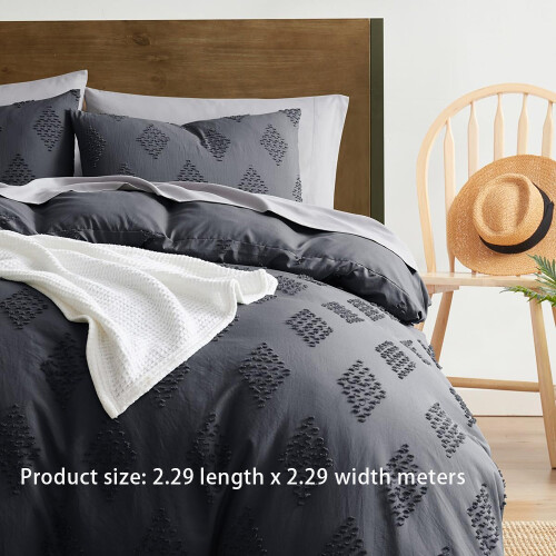 Σετ παπλωματοθήκης Boho Queen Size - Γκρι παπλωματοθήκη Queen Size, Σετ παπλωματοθήκης Queen Size 2
