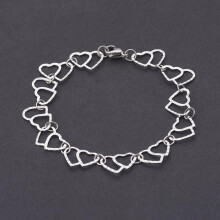 1 Stück anlaufbeständiges Armband aus Edelstahl 304 mit Karabinerverschluss, herzförmig, Edelstahlfarbe, 19,5 cm (7-5/8 Zoll)