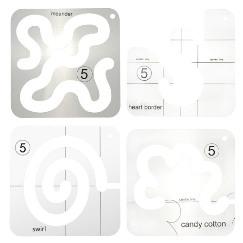 Set di 4 righelli e modelli per quilting Eease per trapuntatura a meandro e secondaria. 1