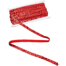 13m Metallic Stretch Sequin Elastic Sequin Beads Glitter Sequin Trim Sequin String Ribbon Braid Lace Ribbon for Dress Clothing Sewing 15mm Wide Red