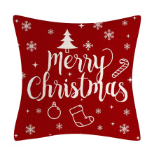 Kerstkussenhoes 18"x18" wit rood kussensloop met sneeuw en kerstboommotief voor thuis, kantoor, bank of bed.