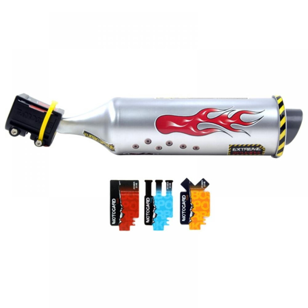 Motorcycle Bicycle Exhaust Sound System, Bike Turbo Exhaust Pipe With Sound Effect Motorcycle Noise Maker Cycling Accessories Silver 9191629109333
