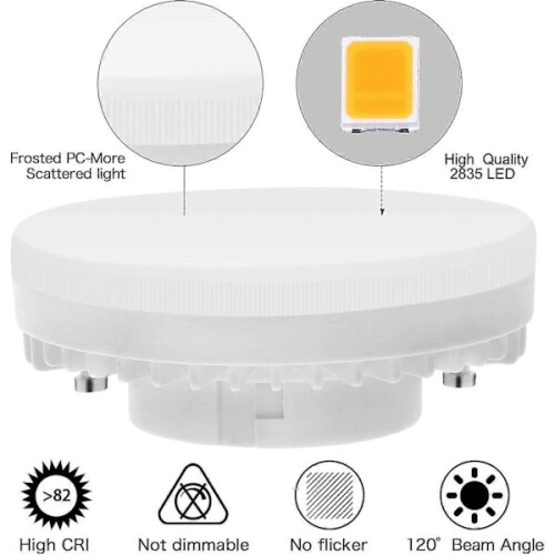 Λαμπτήρας LED GX53 7W 3000K, Ζεστό λευκό, Χωρίς ρύθμιση έντασης φωτισμού Gx53, Χωρίς 2