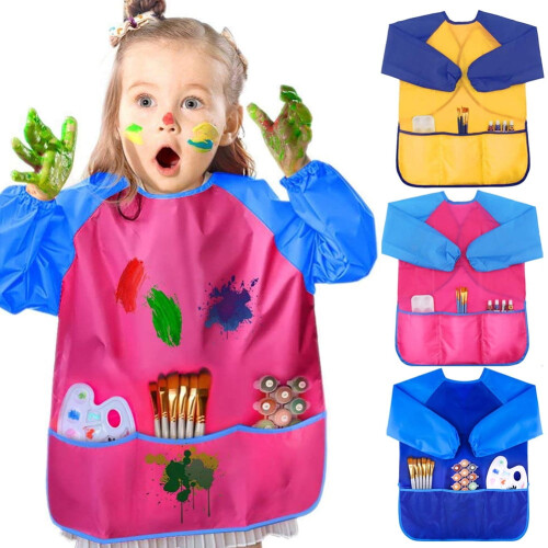 Αδιάβροχη ποδιά Vnanda Kids Art Smock με 3 τσέπες, ποδιές ζωγραφικής με μακριά μανίκια για