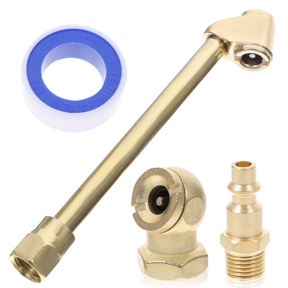 1 Set Brass Air Chuck Set Air Compressor Attachments Including Adapter And Tape For Tire Inflator Gauge 9448196123881