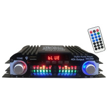 Aimplitheoir Cumhachta Fuaime BT5.0 do Ghluaisteáin Gecheer, Glacadóir Steirió Amharclann Baile 4 Chainéal, 12V le Cárta USB/SD, Taispeántas