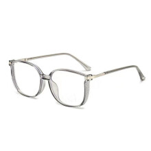 Lunettes de lecture carrées pour femmes avec strass, correction réglable de +1,0 à +4,0, gris transparent, correction +3,50