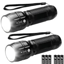 2 sady LE1000 LED svítilny s vysokým lumenem, mini taktické světlo s možností zoomu, vodotěsné a nastavitelný jas pro kempování, venkovní