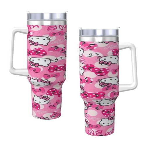 Hello Kitty 40oz H2.0 Ανοξείδωτο ποτήρι με μόνωση κενού αέρος με καπάκι και καλαμάκι για