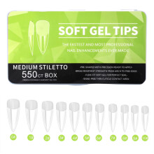 Soft Gel Nail Tips Kit Clear Full Cover Extensions Preshaped Matte Short Round Square Almond Coffin