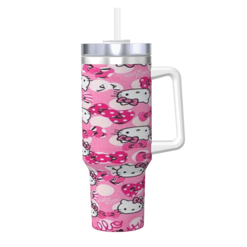 Hello Kitty 40oz H2.0 Ανοξείδωτο ποτήρι με μόνωση κενού αέρος με καπάκι και καλαμάκι για 1