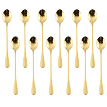 WinysinSilver Langgrifflöffel aus Edelstahl, runder Rührlöffel, Kaffee-Eis-Löffel, Cocktail-Rührbesteck-Set für 12 Personen