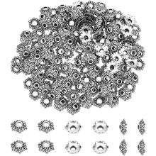 200PCS 8mm Antique Silver Tibetan Style Flower Bead Caps for Jewelry Making